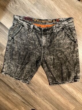 Rock Revival Black Acid Wash Shorts